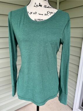 SO y2k Ladies' Long Sleeve Scoop Neck Top forest Green size L/XL great for layer